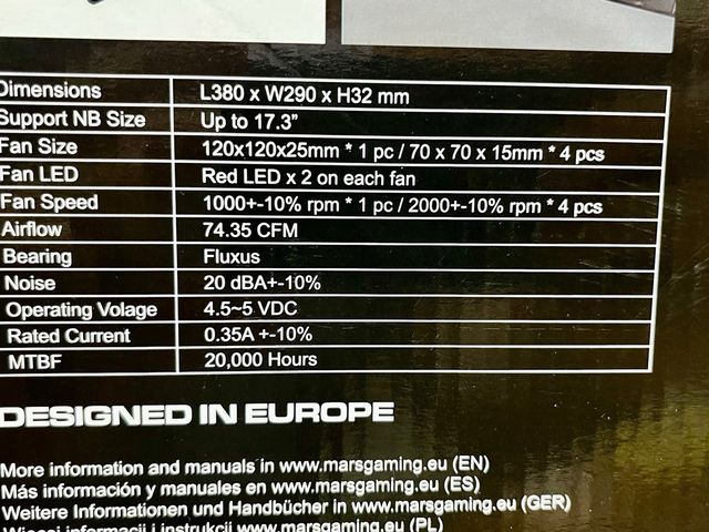 MARS GAMING MNBC2 NOTEBOOK COOLER REFRIGERADOR