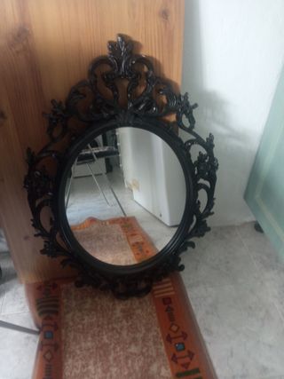 Espejo Ovalado Negro Labrado
