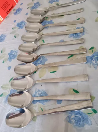 Set 10 Cucchiai Tavola Argento Inox 18/10