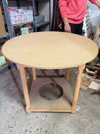 Mesa camilla redonda madera con el cristal