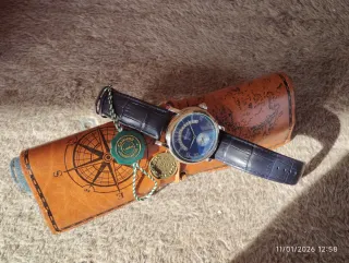 Reloj Automático Gamages Azul y Plateado 21 joyas