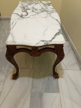 Mesa de centro artesanal mármol y madera