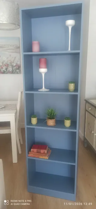 Estantería azul de madera