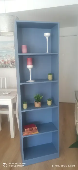 Estantería azul de madera