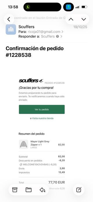 Sudadera Scuffers Gris con Cremallera