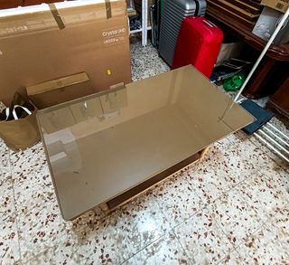 Mesa camilla madera y cristal rectangular