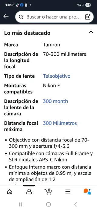 Objetivo Tamron para Nikon