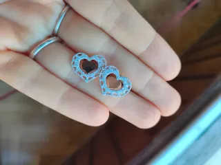 Pendientes Corazón Oro y Plata sin caja