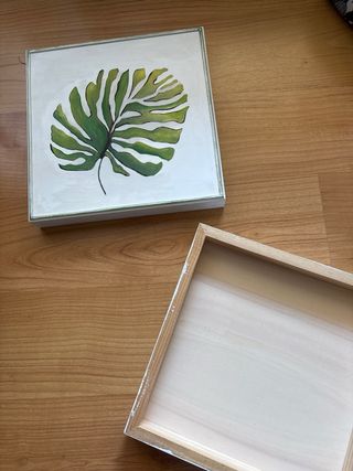 Cuadros Decorativos Hoja Verde Pintados a Mano