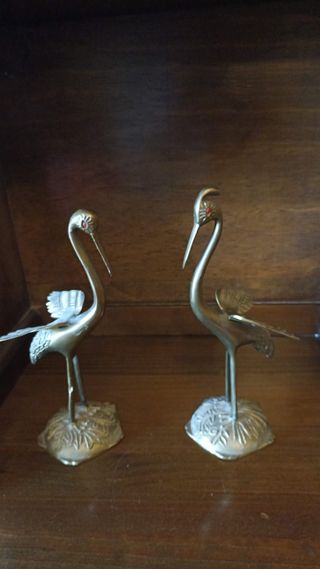 Pareja de garzas decorativas metal