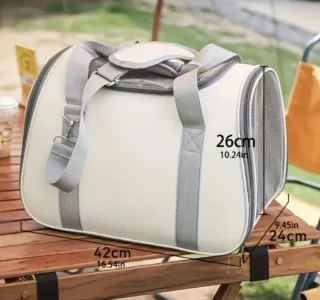 Transportín para mascotas gris y blanco