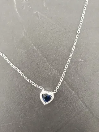 Collana Argento Cuore Blu