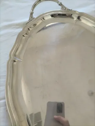 Vajilla antigua fuente servir bandeja plata alpaca