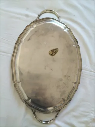 Vajilla antigua fuente servir bandeja plata alpaca