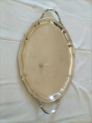 Vajilla antigua fuente servir bandeja plata alpaca