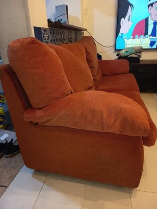 Sofá 2 plazas tela rojo