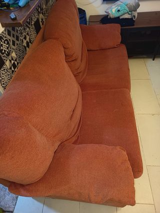 Sofá 2 plazas tela rojo