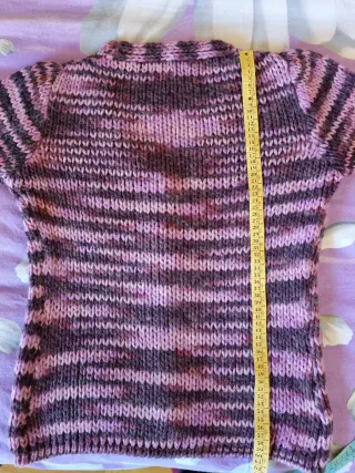 Cardigan misto lana lavorato a maglia rosa e viola