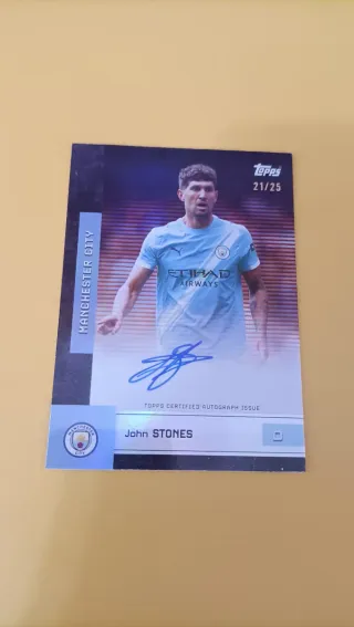 Tarjeta John Stones Topps 21/25 Autografiada