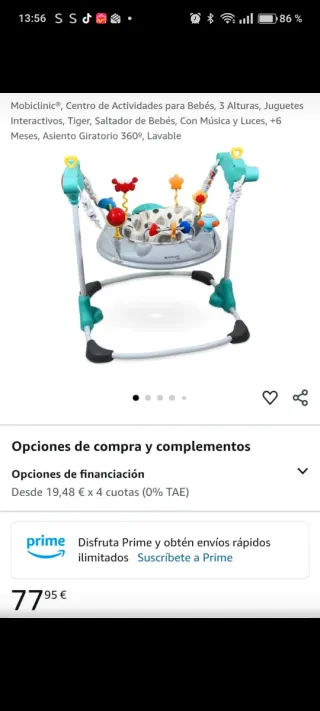 Columpio saltador para bebé