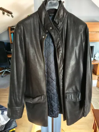 Chaquetón de Piel Marrón Hombre.