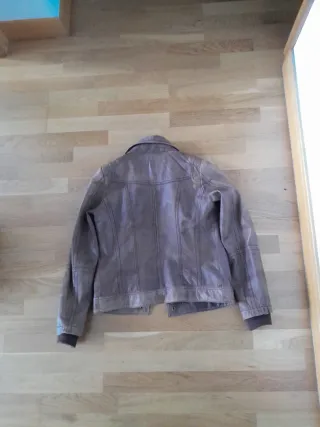 Cazadora de piel ovina marrón mujer