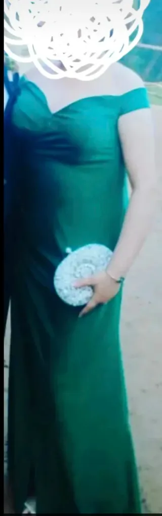 Vestido largo verde drapeado