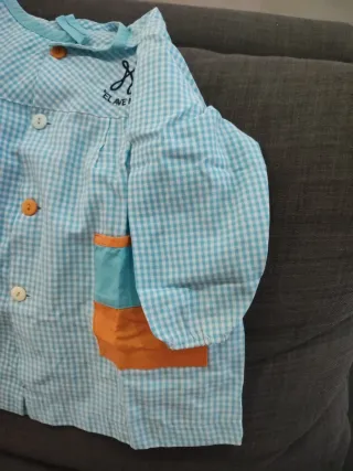 Babero Colegio Ave Maria Cuadros Azul