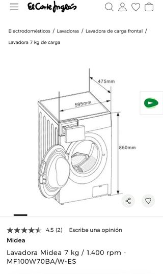 Lavadora Midea 7kg MF100W70BA/W-ES. NEGOCIO PRECIO