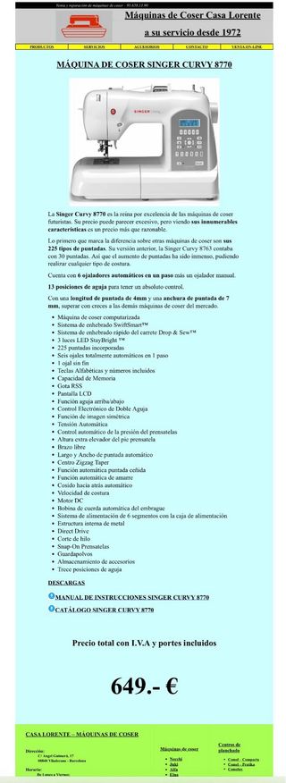 Máquina de coser Singer Curvy 8770