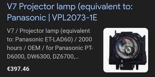 Lámpara de proyector V7 ET-LAD60 para Panasonic
