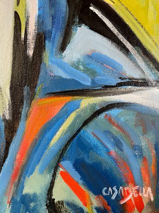 Cuadro original al óleo perro abstracto