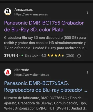 Grabadora Blu-ray 3D Panasonic DMR-BCT765EG Plata