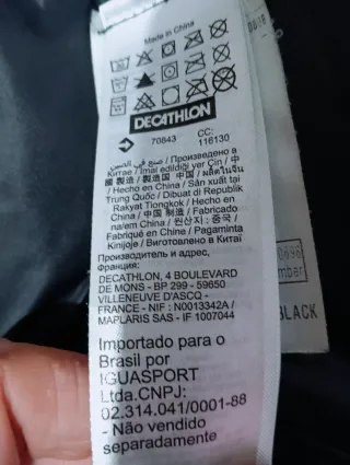 Plumífero Quechua Negro Talla XL