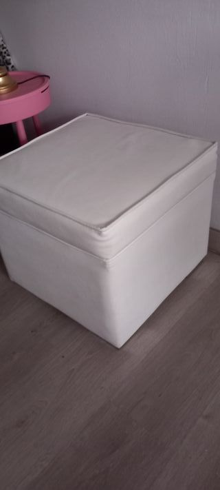 Pouf in pelle bianca