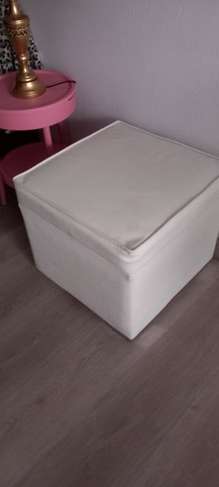 Pouf in pelle bianca