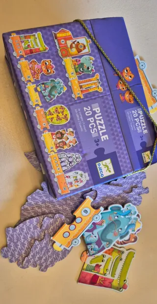 Puzzle Djeco Tren Animales 20 Piezas