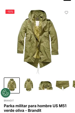 Parka Brandit Talla XL Verde Militar