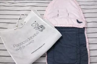 Funda Saco Carrito Bebé Invierno Rosa y Gris