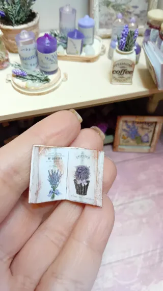 Libro miniatura casa bambole lavanda