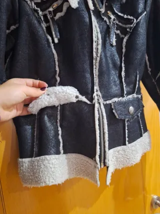 Cazadora LONA negra con brillo y forro Talla XS