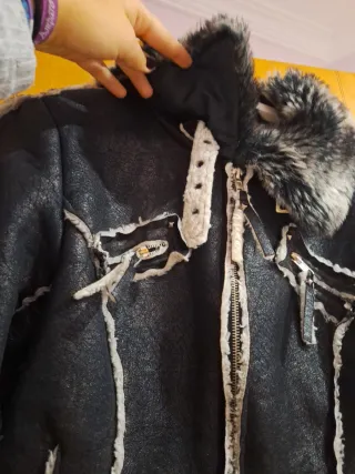 Cazadora LONA negra con brillo y forro Talla XS