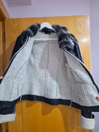 Cazadora LONA negra con brillo y forro Talla XS