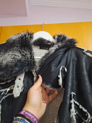 Cazadora LONA negra con brillo y forro Talla XS