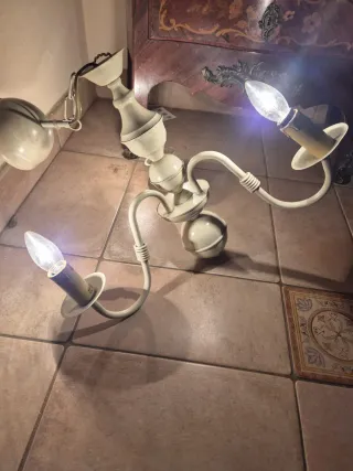 Lámpara forja 3 brazos beige