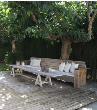 espectacular banco y mesa jardín 4m diseño madera