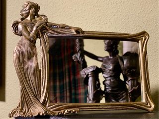 Espejo/Escultura Modernista Bronce