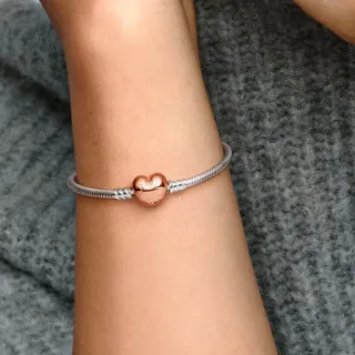Pulsera Pandora Corazón Oro Rosa y Plata