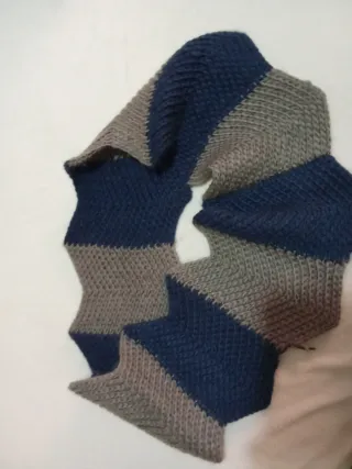 Bufanda Cuello Tejida Azul y Gris