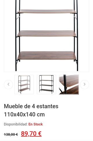 Estantería MDF y Metal 4 Niveles 110×40×140 cm
